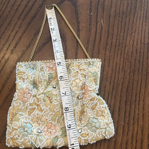 Vintage Delill evening purse with embroidery and pearls and crystals - Picture 6 of 7